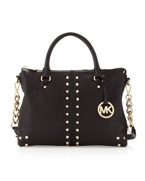 michael kors black hand bag|michael kors black studded bag.